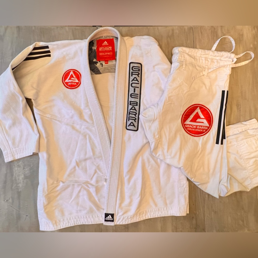 Gracie Barra White Adidas Men Gi and Pants set A4